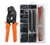 CAMWAY Pinza Crimpatrice Dupont con 1550 PZ Pin Connettori, per Dupont 2.54mm 3.96mm 23-16AWG 0.25-1.5mm², 2.54mm Pin Connettori e Cavo IDC, Kit Connettore Maschio/Femmina Dupont