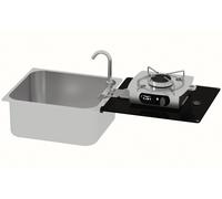 Can foldy piano di cottura a gas/lavello combinato 1 bruciatore con lavello 352 x 322 x 150 mm