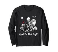 Can I Pet That Dog Funny Halloween Dog Skeleton Puppy Maglia a Manica