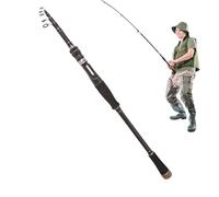 Caña De Pescar Telescópica - Vara Ligera De Carbono, De Lanzamiento Ultraligero, Caña Compacta De Cebo | Mango Recto Resistente Equipo De Surf Usado En Agua Dulce Río Lago Trucha Viaje