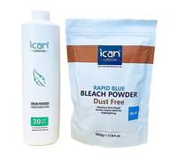 Cana Londra crema perossido 9% - 30 volumi 1 litro + rapida candeggina blu polvere 500 g set combinato
