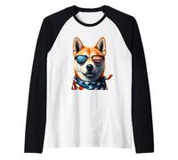 Canaan Dog 4 luglio American Independence Day Proprietario USA Maglia con Maniche Raglan