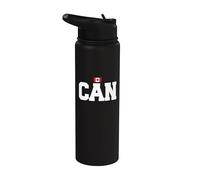 Canada Country Code with Flag Minimalist College Font Stainless Steel Insulated Water Bottle