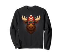 Canada Day Canadian Flag Maple Leaf Moose Sunglasses Felpa