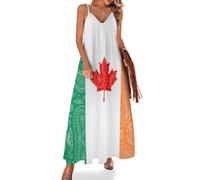 Canada Irlanda Bandiera Paisley Pattern Divertente Donna Estate Abiti Senza Maniche Spaghetti Strap Lungo Maxi Abito, Stile:, L