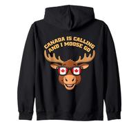 Canada Is Calling And I Moose Go Canada Bandiera Canadese Alce Felpa con Cappuccio