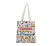 Canada Lover Gift Canada Is My Happy Place Tote Bag C-anada Souvenir Gift Vacation in C-anada G-ift For Traveler, Cantote