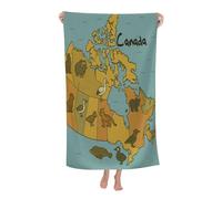 Canada Map Animals Bears Asciugamano Da Spiaggia Lusso Telo Bagno Asciugatura Rapida Asciugamani Per Spa Hotel Casa 80X130Cm