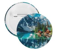 Canada Ohara Lake Yoho National Park con montagne paesaggio natura bottoni spille distintivi latta spille da bavero artigianato per camicie vestiti borsa accessorio, 5PCS, plastica e latta