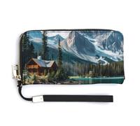 Canada Ohara Lake Yoho National Park Portafoglio in pelle moda borsa lunga con cinturino da polso per uomo donna, Stile:, 20.0*10.5cm