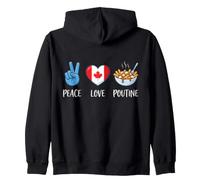 Canada Peace Love Poutine Cibo Canadese Felpa con Cappuccio