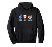 Canada Peace Love Poutine Cibo Canadese Felpa con Cappuccio