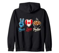 Canada Peace Love Poutine Cibo Canadese Felpa con Cappuccio