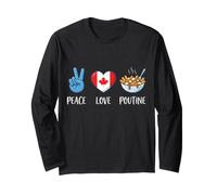 Canada Peace Love Poutine Cibo Canadese Maglia a Manica