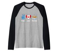 Canada Peace Love Poutine Cibo Canadese Maglia con Maniche Raglan