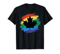 Canada Rainbow Maple Leaf LGBTQ Pride Vintage Color Art Maglietta