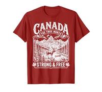 Canada The True North Strong & Free Vintage Moose Incisione Maglietta