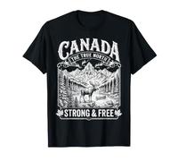 Canada The True North Strong & Free Vintage Moose Incisione Maglietta