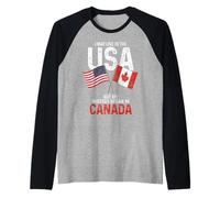 Canadese Americano La Mia Storia Iniziata In Canada Orgoglio Vintage Maglia con Maniche Raglan