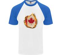 Canadian Maple Leaf Flag Fire Canada Uomo T-Shirt Baseball S/S Cotone