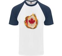 Canadian Maple Leaf Flag Fire Canada Uomo T-Shirt Baseball S/S Cotone