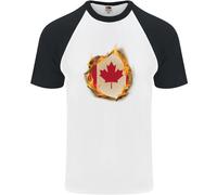 Canadian Maple Leaf Flag Fire Canada Uomo T-Shirt Baseball S/S Cotone