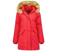 Canadian Peak Dinastipeak Lady - Parka Longue Epaisse Chaude Femme Automne Hiver - Manteau Fin Capuche Fausse Fourure - Blouson Coupe Vent - Doudoune Elegante Femmes (Rouge XL)
