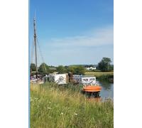 Canal boats on Saul River notebook: bright and scenic landscape photography print | Perfect for travel documenting and note-taking