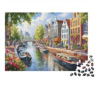 canale Amsterdam Jigsaw Puzzle Impossibili 1000 Pezzi Decorazione Per La Casa. Giochi Rilassamento E Intelligence Per Adulti E Ragazzi Da 14 Anni 1000pcs (75x50cm)