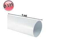 Canale condotto tubo in plastica per aria, circolare Ø 125 mm lunghezza 1 mt pe