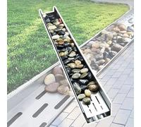 Canale di drenaggio a basso profilo da 1,2 m, sistema di drenaggio per cortile e vialetto, gestione delle acque reflue, copertura in acciaio inox, riempibile con ciottoli (150 mm x 50 mm)