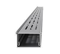 Canale di drenaggio in acciaio inox 304 di alta qualità, sottile scarico con griglia, per cortile, vialetto, giardino, piscina, sistema di drenaggio stretto (5 x 3 cm)