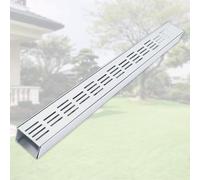 Canale di Drenaggio in Acciaio Inox con Coperchio Rimovibile, Canaletta Scolo Acqua Piovana Argentato Lungo 100cm for Giardino, Fattoria, Terrazza, Bagno, Garage, Cortile, Prato