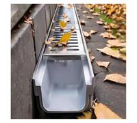 Canale di Drenaggio in Acciaio Inox, Grondaia for La Raccolta delle Foglie, Grondaia A Montaggio Rapido, Canale di Drenaggio for Bagno E Cortile(W10cm(4") xH15cm(5 7/8"))
