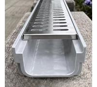 Canale di Drenaggio in Resina con Coperchio Rimovibile, Canaletta Scolo Acqua Forma di U Lungo 60cm for Bagni, Cucine, Giardini, Terrazze, Parcheggi e Marciapiedi