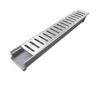 Canale di drenaggio in resina per esterni con griglia in acciaio inox, kit di scarico a basso profilo lungo 100 cm, per cortili e vialetti, soluzione efficace per il deflusso (100 x 15 x 20 cm)