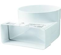 Canale di ventilazione, 204 x 60 mm/Ø125 mm, canale piatto, canale di scarico per cappa, arco piatto, rotondo, raccordo a L, in PVC, 90°, arco rotondo su quadrato