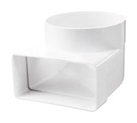 Canale di ventilazione a canale piatto, 110 x 55 mm/Ø100 mm, canale di scarico per cappa, arco piatto, rotondo, raccordo a T, in PVC, 90°, arco rotondo su quadrato