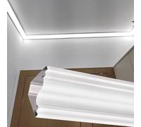 Canale diffusore a LED a forma di V per soffitto, binario di illuminazione decorativo per la casa, kit di finitura per bordi a parete con copertura lattiginosa, striscia di gesso (bianco, 22 m (72 pi