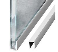 Canale in alluminio a forma di U per porta della doccia senza cornice, striscia di fissaggio invisibile per pannello in vetro, guida inferiore per ambienti umidi
