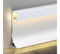 Canale LED in Alluminio per Illuminazione a battiscopa, battiscopa da Pavimento Montato in Superficie, Arredamento per la casa, Soggiorno, teatro, Camera da Letto (Bianco, 1 m (3,3 Piedi))