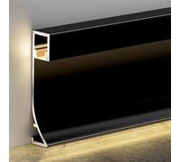 Canale LED in Alluminio per Illuminazione a battiscopa, battiscopa da Pavimento Montato in Superficie, Arredamento per la casa, Soggiorno, teatro, Camera da Letto (Nero, 1,5 m (4,9 Piedi))