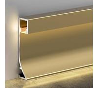Canale LED in Alluminio per Illuminazione a battiscopa, battiscopa da Pavimento Montato in Superficie, Arredamento per la casa, Soggiorno, teatro, Camera da Letto (Oro, 1,5 m (4,9 Piedi))