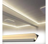 Canale LED per strisce luminose, profilo in alluminio, dimensioni personalizzate per illuminazione indiretta, battiscopa, bianco, 2 m, migliora il tuo spazio!