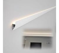 Canale per striscia LED da parete, profilo diffusore in alluminio per illuminazione indiretta in soggiorno, camera da letto, corridoio, 8 m, battiscopa e soluzione di illuminazione verso il basso