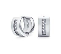 Canale Set Cubic Zirconia Cz Ampia Moda K-Pop Hoop Huggie Orecchini Per Gli Uomini Per Le Donne In Acciaio Inox Tonalità Argento