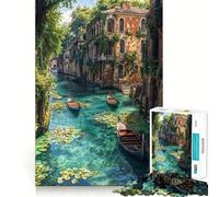 Canale veneziano con gondole - Puzzle da 1000 pezzi per ragazzi - Gioco stimolante per la mente - Incastro perfetto,senza spazi vuoti - Attività rilassante di gruppo al chiuso (38x26cm)