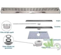 CANALETTA ACCIAIO SCARICO DOCCIA A PAVIMENTO RACCOLTA SCOLO ACQUA 65 CM GRIGLIA