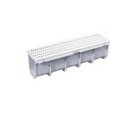 Canaletta Drenaggio Acqua Piovana - Kit Canalina completa con griglia 13X50 H 14 - Design modulare - Facile pulizia - Ideale giardini, cortili, bordo piscine - Antiscivolo - MADE IN ITALY