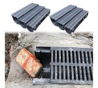 canaletta scolo acqua piovana Canale di drenaggio in plastica per aiuole, di drenaggio lineare a forma di U largo 20, 25, 30, 35 cm con copertura per vasca da giardino/parcheggio(6pcs,25x25x4cm(9.8x9.